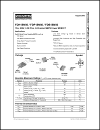 FDP15N50 datasheet: 15A, 500V, 0.38 Ohm, N-Channel SMPS Power MOSFET FDP15N50