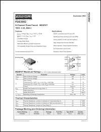 FDS3992 datasheet: N-Channel PowerTrench  MOSFET 100V, 4.5A, 62mOhm FDS3992