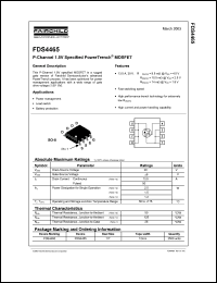 FDS4465 datasheet: P-Channel 1.8V Specified PowerTrench MOSFET FDS4465