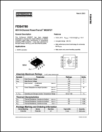 FDS4780 datasheet: 40V N-Channel PowerTrench MOSFET FDS4780