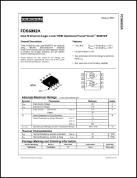 FDS6892A datasheet: Dual N-Channel Logic Level PWM Optimized PowerTrench MOSFET FDS6892A