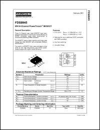 FDS9945 datasheet: 60V N-Channel PowerTrench MOSFET FDS9945