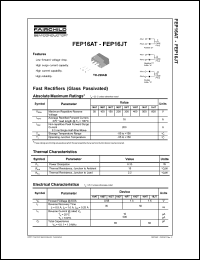 FEP16FTA datasheet: Fast Rectifiers (Glass Passivated) FEP16FTA