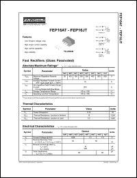 FEP16HTD datasheet: Fast Rectifiers (Glass Passivated) FEP16HTD