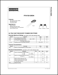 FFA15U120DN datasheet: ULTRA FAST RECOVERY POWER RECTIFIER FFA15U120DN