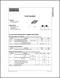 FFAF10U40DN datasheet: ULTRA FAST RECOVERY POWER RECTIFIER FFAF10U40DN