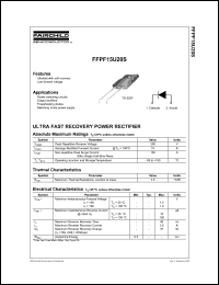 FFPF15U20S datasheet: ULTRA FAST RECOVERY POWER RECTIFIER FFPF15U20S