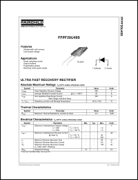 FFPF20U40S datasheet: ULTRA FAST RECOVERY RECTIFIER FFPF20U40S