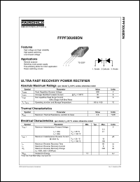 FFPF30U60DN datasheet: ULTRA FAST RECOVERY POWER RECTIFIER FFPF30U60DN