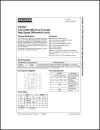 FIN1047 datasheet: 3.3V LVDS 4-Bit Flow-Through High Speed Differential Driver FIN1047