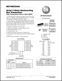 MC74HC245ADTEL datasheet: Octal 3-State NonInverting Bus Transceiver MC74HC245ADTEL