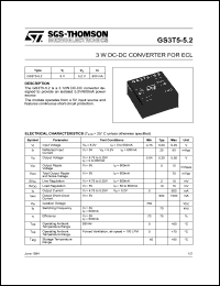 GS3T5-5.2 datasheet: 3 W DC-DC CONVERTER FOR ECL GS3T5-5.2