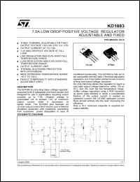 KD1083D2T datasheet: 7.5A LOW DROP POSITIVE VOLTAGE REGIULATOR ADJUSTABLE AND FIXED KD1083D2T