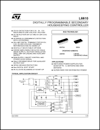 L6610N datasheet: DIGITALLY PROGRAMMABLE SECONDARY HOUSEKEEPING CONTROLLER L6610N