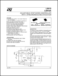 L6910 datasheet: ADJUSTABLE STEP DOWN CONTROLLER WITH SYNCHRONOUS RECTIFICATION L6910