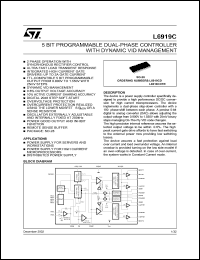 L6919CD datasheet: 5 BIT PROGRAMMABLE DUAL-PHASE CONTROLLER WITH DYNAMIC VID MANAGEMENT L6919CD