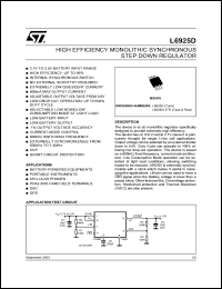 L6925D datasheet: HIGH EFFICIENCY MONOLITHIC SYNCHRONOUS STEP DOWN REGULATOR L6925D