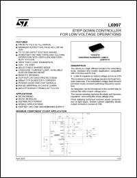 L6997D datasheet: STEP DOWN CONTROLLER FOR LOW VOLTAGES OPERATIONS L6997D