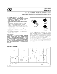 LD1084D2M25 datasheet: LOW DROP POSITIVE VOLTAGE REGULATOR ADJUSTABLE AND FIXED LD1084D2M25