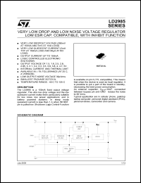 LD2985BM47R datasheet: ERY LOW DROP AND LOW NOISE VOLTAGE REGULATO WITH INHIBIT FUNCTION LD2985BM47R