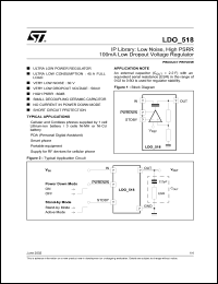 LDO_518 datasheet: IP LIBRARY: LOW NOISE, HIGH PSRR, 100MA LOW DROPOUT VOLTAGE REGULATOR. LDO_518