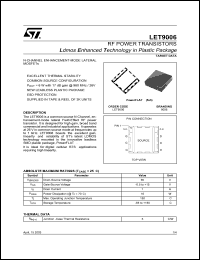 LET9006 datasheet: RF POWER TRANSISTORS LDMOS ENHANCED TECHNOLOGY IN PLASTIC PACKAGE LET9006
