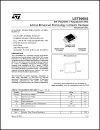 LET9060S datasheet: RF POWER TRANSISTORS LDMOS ENHANCED TECHNOLOGY IN PLASTIC PACKAGE LET9060S