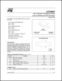 LET9085 datasheet: RF POWER TRANSISTORS LDMOS ENHANCED TECHNOLOGY LET9085