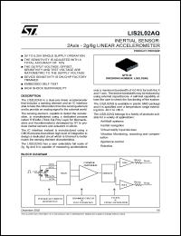 LIS2L02AQ datasheet: INERTIAL SENSOR: 2AXIS - 2G/6G LINEAR ACCELEROMETER LIS2L02AQ