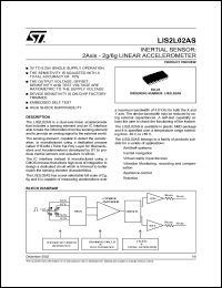 LIS2L02AS datasheet: INERTIAL SENSOR: 2AXIS - 2G/6G LINEAR ACCELEROMETER LIS2L02AS