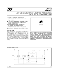 LK112M15TR datasheet: LOW NOISE LOW DROP VOLTAGE REGULATOR WITH SHUTDOWN FUNCTION LK112M15TR