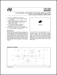 LK112SM15TR datasheet: LOW NOISE LOW DROP VOLTAGE REGULATOR WITH SHUTDOWN FUNCTION LK112SM15TR