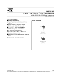 M25P80-V datasheet: 8 MBIT, LOW VOLTAGE, SERIAL FLASH MEMORY WITH 25 MHZ SPI BUS INTERFACE M25P80-V