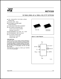 M27V320 datasheet: 32 MBIT (4MB X8 OR 2MB X16) OTP EPROM M27V320