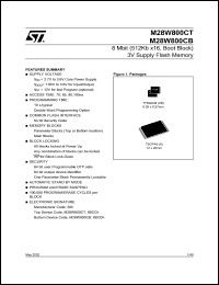 M28W800CB datasheet: 8 MBIT (512KB X16, BOOT BLOCK) 3V SUPPLY FLASH MEMORY M28W800CB