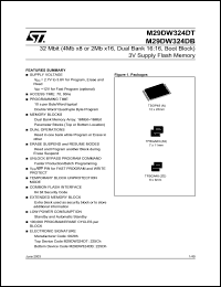 M29DW324DB datasheet: 32 MBIT (4MB X8 OR 2MB X16, DUAL BANK, BOOT BLOCK) 3V SUPPLY FLASH MEMORY M29DW324DB