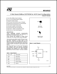 M34A02 datasheet: 2 KBIT SERIAL SMBUS EEPROM FOR ACR CARD CONFIGURATION M34A02