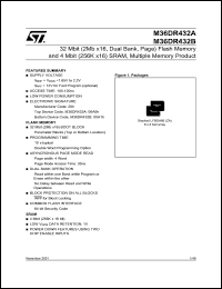 M36DR432A datasheet: 32 MBIT (2MB X16, DUAL BANK, PAGE) FLASH MEMORY AND 4 MBIT (256K X16) SRAM, MULTIPLE MEMORY PRODUCT M36DR432A