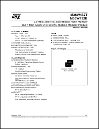 M36W432B datasheet: 32 MBIT (2MB X16, BOOT BLOCK) FLASH MEMORY AND 4 MBIT (256K X16) SRAM, MULTIPLE MEMORY PRODUCT M36W432B