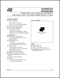 M36W832BE datasheet: 32 MBIT (2MB X16, BOOT BLOCK) FLASH MEMORY AND 8 MBIT (512K X16) SRAM, MULTIPLE MEMORY PRODUCT M36W832BE