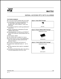 M41T81 datasheet: 512 BIT (64 BIT SERIAL ACCESS RTC SRAM WITH ALARMS M41T81