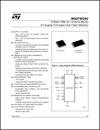 M50FW080 datasheet: 8 MBIT (1MB X8, UNIFORM BLOCK) 3V SUPPLY FIRMWARE HUB FLASH MEMORY M50FW080