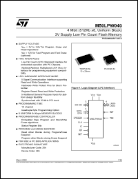 M50LPW040 datasheet: 4 MBIT (512KB X8, UNIFORM BLOCK) 3V SUPPLY LOW PIN COUNT FLASH MEMORY M50LPW040