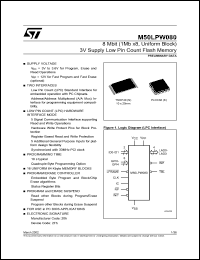 M50LPW080 datasheet: 8 MBIT (1MB X8, UNIFORM BLOCK) 3V SUPPLY LOW PIN COUNT FLASH MEMORY M50LPW080