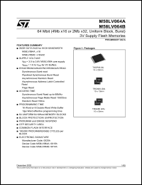 M58LV064A datasheet: 64 MBIT (4MB X16 OR 2MB X32, UNIFORM BLOCK, BURST) 3V SUPPLY FLASH MEMORIES M58LV064A