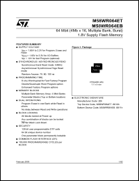 M58WR064EB datasheet: 64 MBIT (4MB X 16, MULTIPLE BANK, BURST) 1.8V SUPPLY FLASH MEMORY M58WR064EB