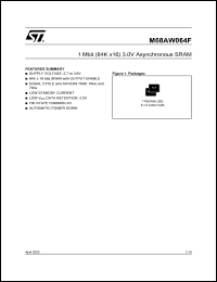 M68AW064F datasheet: 1 MBIT (64K X16) 3.0V ASYNCHRONOUS SRAM M68AW064F