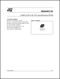 M68AW512D datasheet: 8 MBIT (512K X16) 3.0V ASYNCHRONOUS SRAM M68AW512D