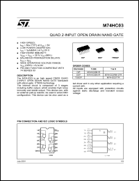 M74HC03M1R datasheet: QUAD 2-INPUT OPEN DRAIN NAND GATE M74HC03M1R