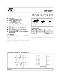 M74HC11RM13TR datasheet: TRIPLE 3-INPUT AND GATE M74HC11RM13TR